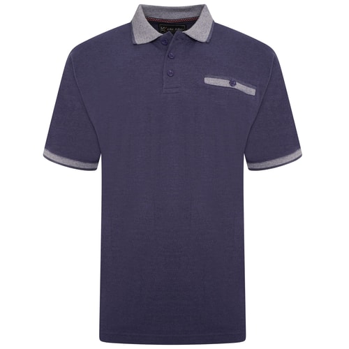 KAM Pique Melange Polo Shirt Blue Marl 